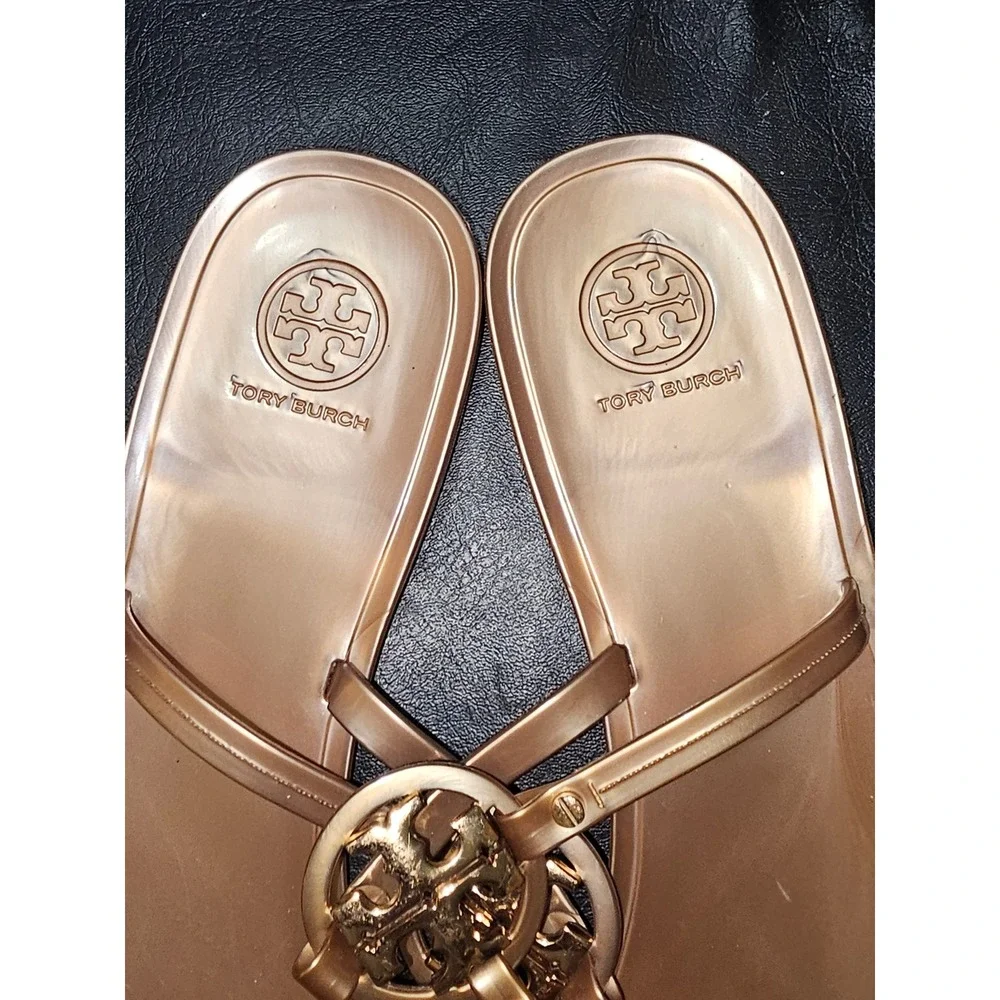 Tory Burch Womens Rose Gold Mini Miller Jelly Thong Sandals 10